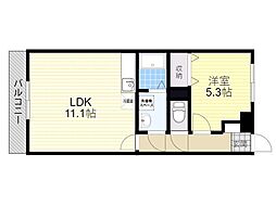 エクシア南春日 1LDKの間取図画像