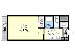 フォブール大手町 1Kの間取図画像