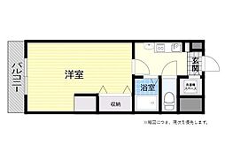 フォブール大手町 1Kの間取図画像