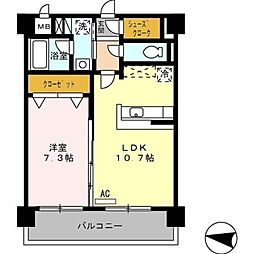 リビオン千代町 1LDKの間取図画像