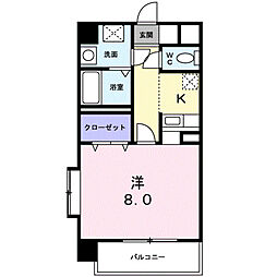 エルグレイス大手 1Kの間取図画像