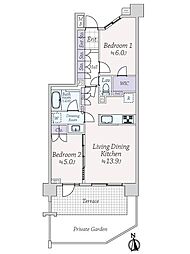 ライオンズ鶴瀬ステーションレジデンス 2LDKの間取図画像