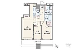 シティタワー池袋 2LDKの間取図画像