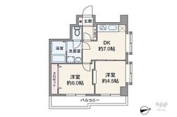 ライオンズマンション西早稲田 2DKの間取図画像