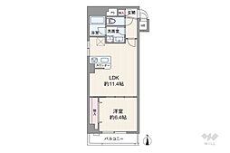 ダイアパレス白山 1LDKの間取図画像