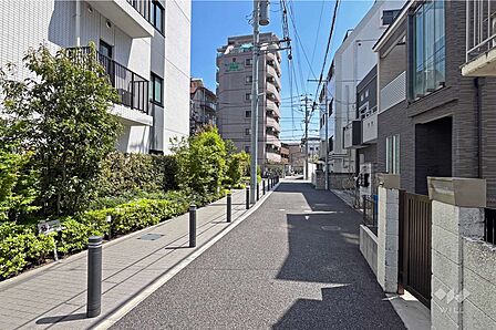 敷地の南西側前面道路(北西側から)