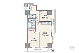 ライオンズマンション鶯谷第3 2LDKの間取図画像