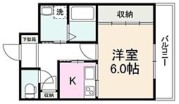 シャルム 1Kの間取図画像