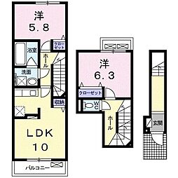 エトワール2B 2LDKの間取図画像