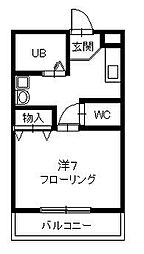 コンフォートB 1Kの間取図画像