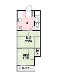 第2松熊ビル 2Kの間取図画像