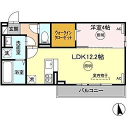 カルテットD 1LDKの間取図画像
