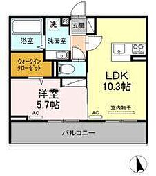 ドヌールエスパースB 1LDKの間取図画像