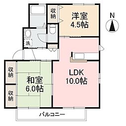 バリュージュ由良A 2LDKの間取図画像