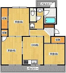 屋島パークハイツ 3DKの間取図画像