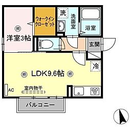 スカイブルーB 1LDKの間取図画像