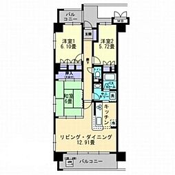 アルファステイツ今里公園 3LDKの間取図画像
