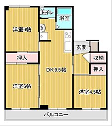 グランメール向陽01 3DKの間取図画像