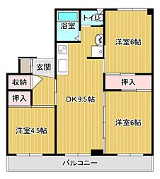 グランメール向陽01 3DKの間取図画像