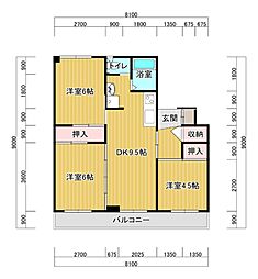 グランメール向陽01 3DKの間取図画像
