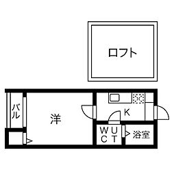 フロール尾頭橋 1Kの間取図画像