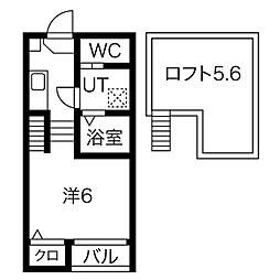 カトルセゾン彩 1Kの間取図画像