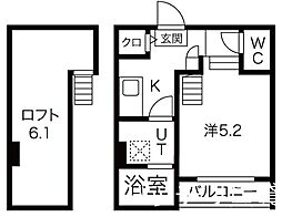 グランデ中村公園 1Kの間取図画像