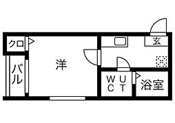 パルティール名塚 1Kの間取図画像