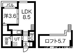 MONOParks東大曽根 1LDKの間取図画像