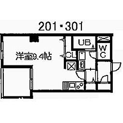 スワローハイム岩塚 ワンルームの間取図画像