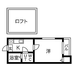 プティオランジュ 1Kの間取図画像