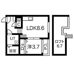 K-FOREST 1LDKの間取図画像