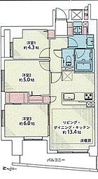 コスモ平間ロイヤルフォルム 3LDKの間取図画像