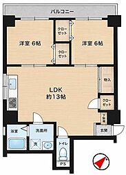 グランドコート川崎 2LDKの間取図画像