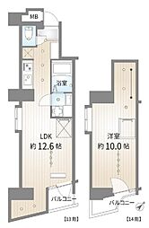 メインステージ入谷 1LDKの間取図画像