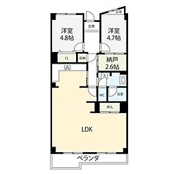 厚木セントラルハイツ 2SLDKの間取図画像