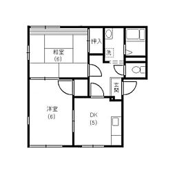 カーサやよいA 2DKの間取図画像