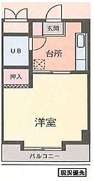 アパルトマンドゥ・マリー 1Kの間取図画像
