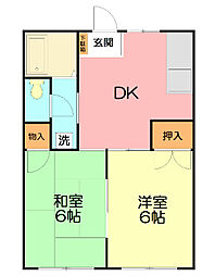 フローラパレスA 2DKの間取図画像