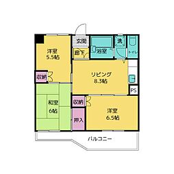 ピアチェーヴォレ 3DKの間取図画像