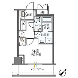 リージア海老名ビナフロント 1Kの間取図画像
