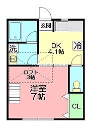 コンフォート辰己 1Kの間取図画像