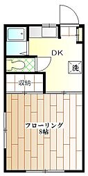 グリーンウインズ1 1Kの間取図画像