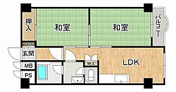 大建コーポ江坂 2LDKの間取図画像