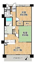 藤和ハイタウン西宮 2LDKの間取図画像