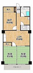 淡路第2ダイヤモンドハイム 3LDKの間取図画像