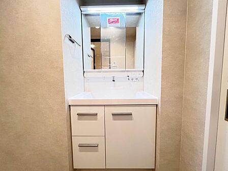 洗面化粧台です。朝の身支度から1日が始まります。