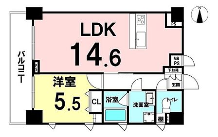 1LDK 間取り