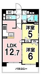 プレサンスロジェ京都桂川 2LDKの間取図画像