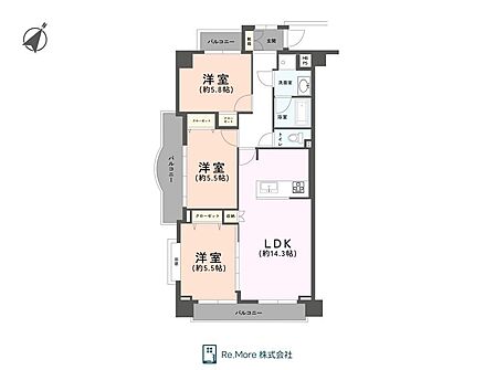 3LDK・72.17m2の使いやすい間取り♪全居室に収納を備え、ご家族それぞれのプライベート空間と収納力を両立した住まいです。